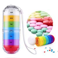 JEBBLAS Weekly Rainbow Pill Case Moisture-Proof Pill Organizer BPA Free Travel 7 Day Pill Box Portable Design to Hold Vitamins, Cod Liver Oil, Supplements and Medication
