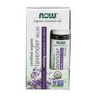 NOW Essential Oils, Lavender Roll-On, Certified Organic, Calming Blend, Steam Distilled, Topical Aromatherapy, 10-mL