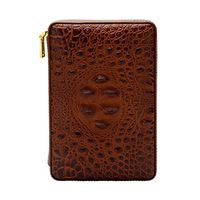 LUBINSKI Cigar Humidors/Portable Travel Cigar Case Premium Crocodile Leather Case for 4 Cigars, Come with Cigar Cutter, Packed with Nice Gift Box (Brown)