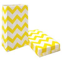 50 PCS Chevron Paper Bags Yellow Paper Favor Bags for Snack Nuts Goodie Treat Bags for Kids’ Birthday Wedding Party Favor Bags (5.1 x 3.1 x 9.4 in Yellow)
