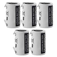 Five Exell PLC-7 w/Tabs CR14250SE 3V 1/2 AA Laser Lithium Battery Button Top Used in Numerical Control Systems Personal Computers & Other Electronics Applications Replaces Sanyo CR12600SE CR2NP