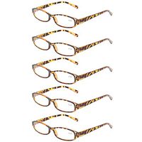 Reading Glasses 5 Pairs Quality Fashion Readers Men Women Spring Hinge Eyeglasses (5 Pack Tortoise, 2.5)