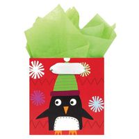 The Gift Wrap Company 6 Count Square Gift Bags, Petite, Penguin Games