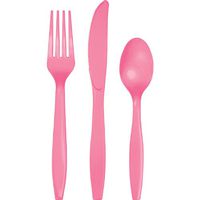 Creative Converting Touch of Color 288-Count Case Premium Plastic Assorted Cutlery, Candy Pink