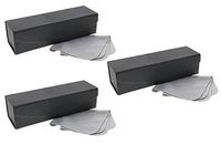 Eyekepper Foldable Eyeglasses Case/Bonus Microgiber Suede Cleaning Cloth/Mens Womens Metal Glasses Case (Black, 3pcs)