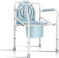 LQley Folding Toilet Chair Adjustable Height Portable Commode Chair with Urinal Comfortable Bath Chair for Adults Elderly Pregnant Woman,Black