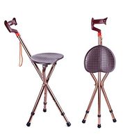 Folding Canes Seat Walking Stick Height Adjustment Cane Seat 300 lbs Capacity Combo Chairs Stool Deluxe Massage Walking Stick Travel Aid for Elder Parents Gift Brown