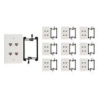 Buyer's Point 4 Port Cat6 Wall Plate, Female-Female White with Single Gang Low Voltage Mounting Bracket Device (10, 4 Port)