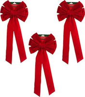 Black Duck Brand Christmas Holiday Giant Red Velvet Bows 26" Long 10" Wide (3 Red Velvet Bows)