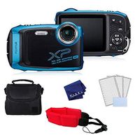 Fujifilm FinePix XP140 Waterproof Digital Camera, 4K/15P Video, Bluetooth, Sky Blue - Bundle with Carrying Case + Floating Strap + More