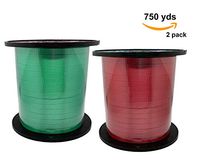 Red and Green Curling Ribbon 500 Yards Each. (2 Pack, 1,000 Yards Total).