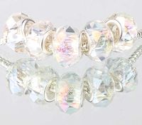 white AB 5pcs MURANO Crystal bead LAMPWORK fit European Charm Bracelet #A520 party accessories fashion jewellery keyrings charm womens flower accessory bangle