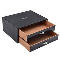 Lxc Wooden Box Custom High Gloss Paint Black Carbon Fiber Double Drawer Type Moisturizing Cabinet Cigar Humidor