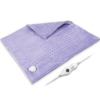 King Size Heating Pad XXXL, 24" x 24" 2 Sides Ultra Soft Flannel Electric Heating Pad with Auto Shut Off, Extra Large for Cramp, Back Pain Relief, Machine Washable, 10Ft Cord, Dry/Moist, Purple