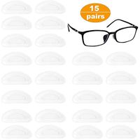 Eyeglass Nose Pads, 15 Pairs Soft Silicone Nose Pad Cushion Adhesive Anti-Slip Nose Pads for Glasses, Eyeglasses, Sunglasses (Clear)