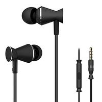 Wired In Ear Headphones Corded Earbuds Powerful Bass Earphones w/HD Stereo Sound, Rugged Cord, Lightweight Sport Headset w/Mic Volume Controls for Women Men, iPhone Android Cell Phones (Black)