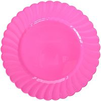 Amscan 430901.103 Premium Plastic Scallop Plate, 10 1/4", Bright Pink