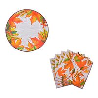 Autumn Harvest/Thanksgiving Decorative Paper Plates and Napkin Set (Leaves)