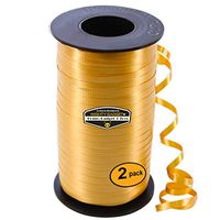 2 Pack of Mighty Gadget Matte Gold Curling Ribbon & Ballon Ribbon 3/16-Inch Wide by 1500 feet Long Spool