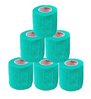2 Inch Vet Wrap Tape Self Adhesive Medical Bandage Free Bonus Roll (Teal) (5 Pack Plus Free Roll) Self Adherent Cohesive First Aid Sport Flex Wrist Ankle Knee Sprains and Swelling