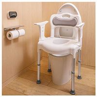 EGCLJ Commode Shower Chair Bath Seat with Padded Armrests and Back, Height Adjustable Shower Stool for Elderly Seniors, Disabled, Handicapped, Grandparents
