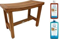 AquaTeak Patented 24" Sumba Lotus Teak Shower Bench & AquaTeak Two-Step Care Kit