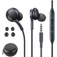3.5mm Aux Earbuds in Ear Stereo Headphones for Samsung Galaxy S10E S9 S8 S7 S8 J6 J8 A9 Braided Cable Earphones Universal Headphones with Microphone (Black)