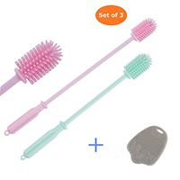 Silicone Bottle Cleaning Brush, 2 Pack Water Bottle Brush with Long Handle, Kitchen Cleaning Brush for Cleaning Baby Bottles, Hydroflasks, Vase and Narrow Neck Bottles …