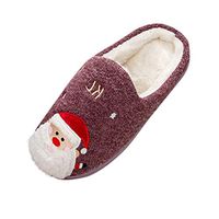 Theoylos Women's Christmas Slippers Platform Warm House Shoes Ladies Santa Cute Cotton Slippers Winter Indoor Slippers Purple