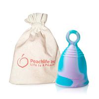 Mini - Medium Firm - Menstrual Cup With Ring For Easy Removal - Small 24ml Low Cervix - 12 Hour No Spill Pad/Tampon Alternative - FDA Approved Medical Grade Silicone -Teen PURPLESWIRLCUP Peachlife Inc