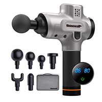 Rhinowalk Massage Gun - Handheld Percussion Deep Tissue Massager for Sore Muscle and Stiffness - Quiet, 6 Speed High-Intensity Vibration - Quick Rechargeable Device - Includes 6 Massage Heads (Silver)