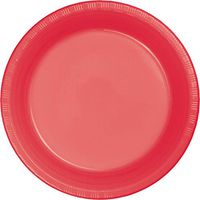 Club Pack of 240 Coral Pink Red Disposable Plastic Party Banquet Dinner Plates 10"