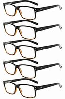 Eyekepper Mens Vintage Reading Glasses-5 Pack Black-Tortoise Frame Glasses for Men Reading,+1.25 Reader Eyeglasses Women