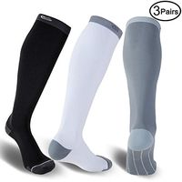 CS CELERSPORT 3 Pairs Compression Socks 20-30mmHg For Men and Women-Best Compression Socks For Running, Traveling, Shin Splints, Nurse, Athletic And Pregnancy Black, White&Grey L/XL
