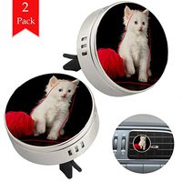 Red Wool Balls And Kittens 2 pcs silver Car Essential Oil Diffuser Vent Clip Aromatherapy Diffuser Locket Air Freshener with 4 Refill Pads 1.33x1.83in