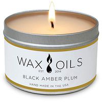 Wax and Oils Soy Wax Aromatherapy Scented Candles (Black Amber Plum) 8 Ounces. Single