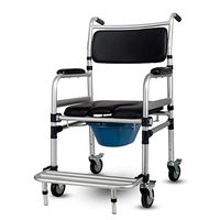 YUWJ Heavy Duty Drop Arm Bedside Commode Chair Homecare Toilet Seat with Wheel Safety Steel Frame Extra Wide 3 in 1 Toilet Chair Adjustable Height Support Tool