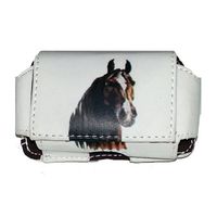 Insulin Pump Carrying Case/Pouch with Belt Clip/Belt Loops with Unique Designs (Large: L3.95" X W2.25" X D0.75") (Horse Head)