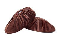 Household Velvet Shoe Cover, Indoor Dustproof Shoe Cover-Brown(5 Pairs)