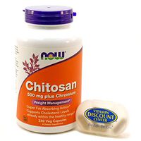 Bundle – 2 Items : 1 Bottle of Chitosan 500mg Plus by Now Foods - 240 Capsules and 1 VDC Pill Box