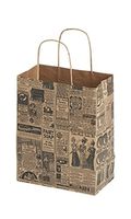 Medium Newsprint Paper Shopping Bags 8" X 4" X 10" Case of 100