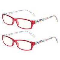 2 Pair Computer Glasses - Anti-blue glasses - Blue Light Blocking Reading Glasses for Women (2 Pack Red, 1.25)