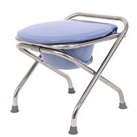 Zhong Two in One Elderly Toilet Seat Anti-Skid Toilet Stool Folding Thick Steel Pipe Stool Stool with Barrel