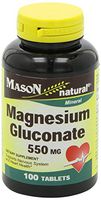 Mason Vitamins Magnesium Gluconate 550 mg Tablets for Support of Nervous System & Heart Health* 100 Tablets per Bottle