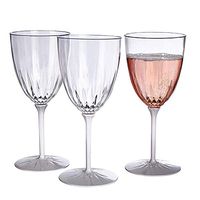Silver Spoons 1937 VINTAGE COLLECTION DISPOSABLE CUPS Reusable Stemmed Wine Glasses | for Upscale Wedding and Dining, Grey