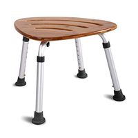 HYRL Bamboo Chair Shower Bath Seat Bench Triangular Fanshaped Slip-Resistant Rubber Tip