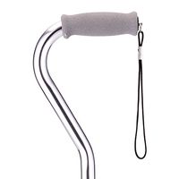 NOVA Designer Walking Cane with Offset Handle, Lightweight Adjustable Walking Stick with Carrying Strap, Silver