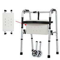 Walker Aluminum Alloy Disabled Crutch Elderly Interactive Dual Use Wheeled Walker with Bath Board