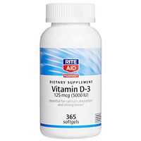 Rite Aid Vitamin D3, 5000 IU - 365 Softgels | Vitamin D Supplement | Bone Health