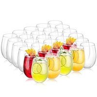 Stemless Plastic Wine Glasses - Acrylic Wine Glasses - 16 oz Plastic Wine Glasses - Shatterproof Wine Glasses - Unbreakable Stemless Wine Glasses - Great for Outdoors - by SleekDine - (32 pack)